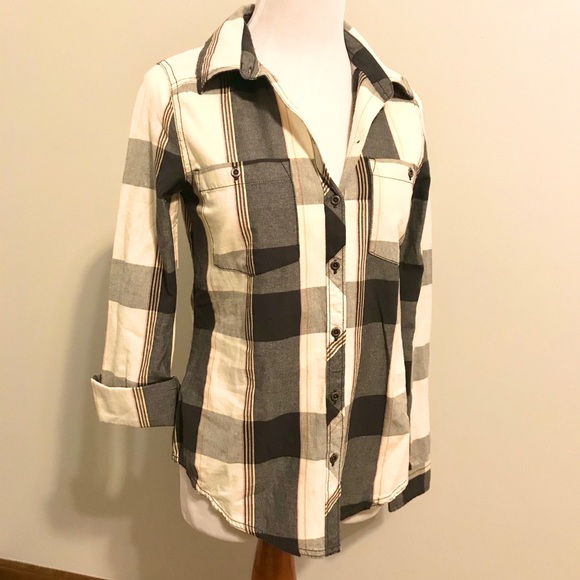 Roxy Ladies Grey Roll Sleeve Blouse Shirt - Picture 3 of 8